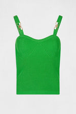 MORGAN - גופיית סריג עם רצועות רחבות בצבע ירוק - MASHBIR//365