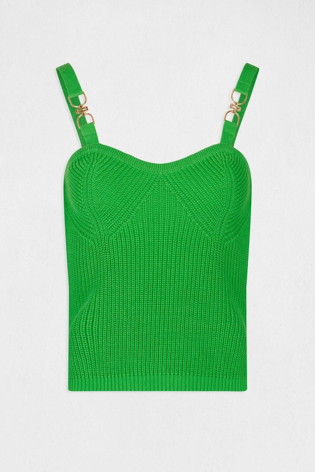 MORGAN - גופיית סריג עם רצועות רחבות בצבע ירוק - MASHBIR//365