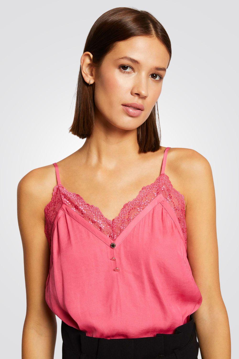 MORGAN - גופיית תחרה בצבע ורוד - MASHBIR//365