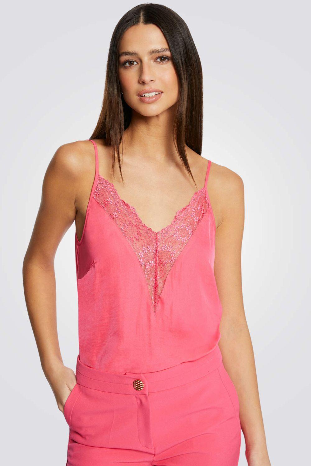 MORGAN - גופיית תחרה בצבע ורוד - MASHBIR//365