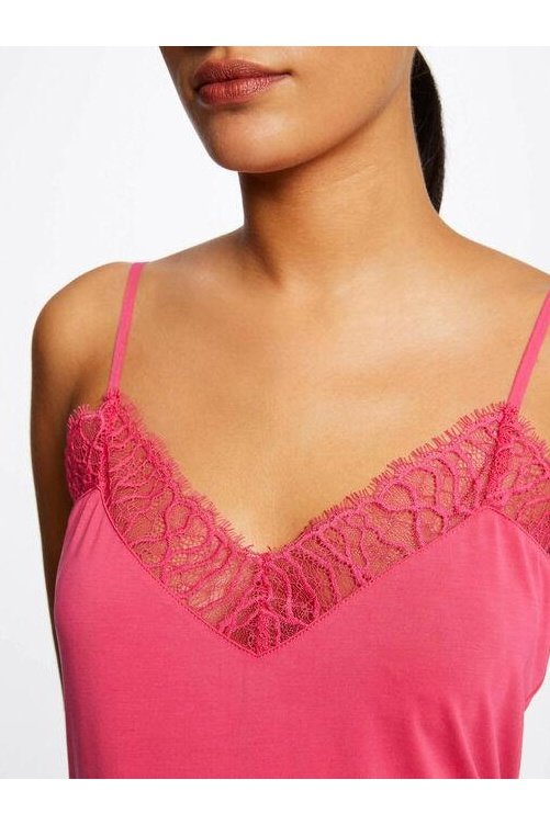 MORGAN - גופיית תחרה בצבע ורוד עם רצועות דקות - MASHBIR//365