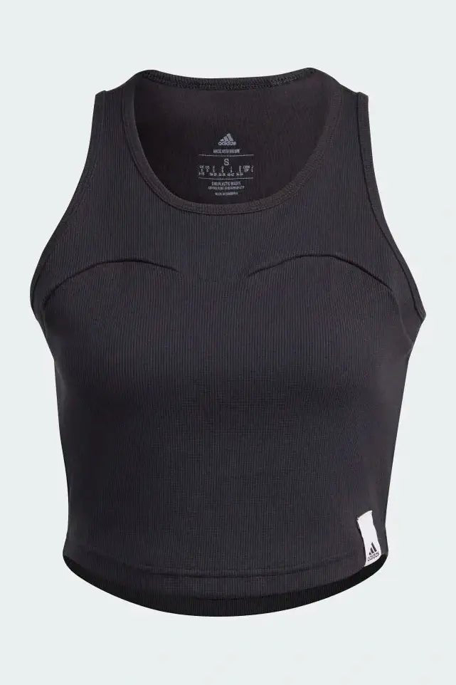 ADIDAS - גופית קרופ לנשים W LNG RIB TANK בצבע שחור - MASHBIR//365