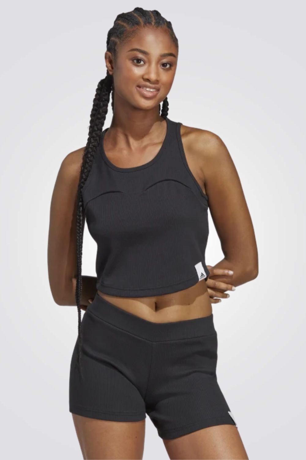 ADIDAS - גופית קרופ לנשים W LNG RIB TANK בצבע שחור - MASHBIR//365