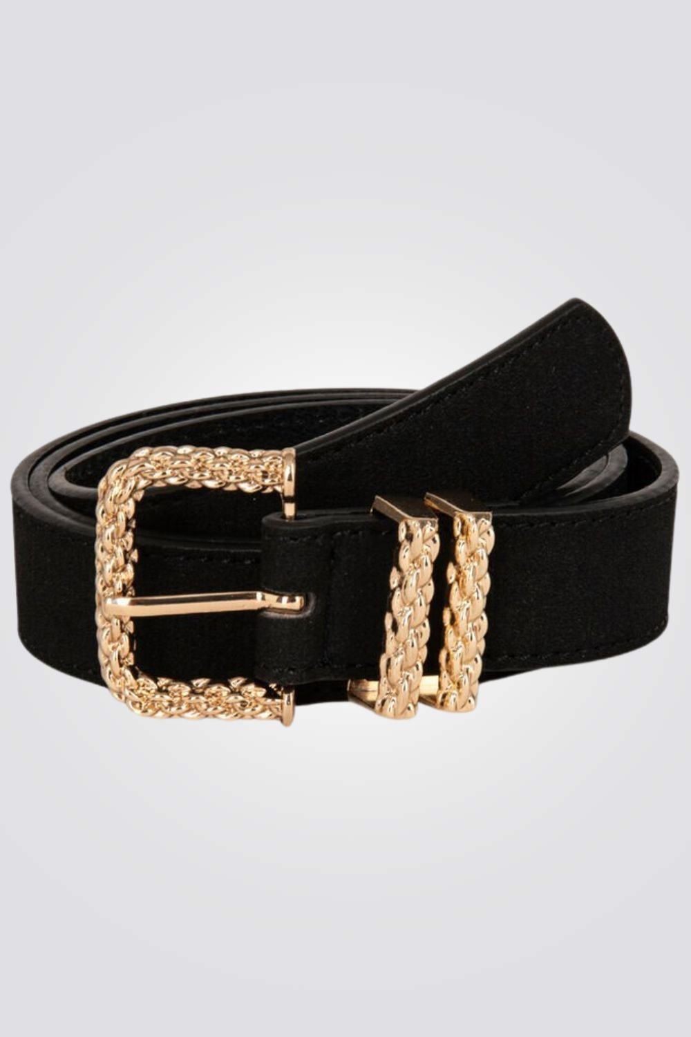 MORGAN - חגורה בעלת אבזם כפול בצבע שחור - MASHBIR//365