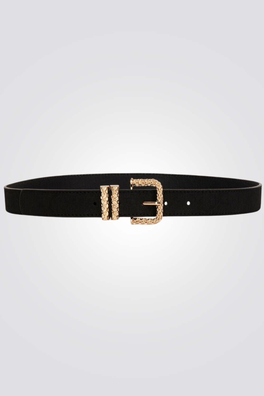 MORGAN - חגורה בעלת אבזם כפול בצבע שחור - MASHBIR//365