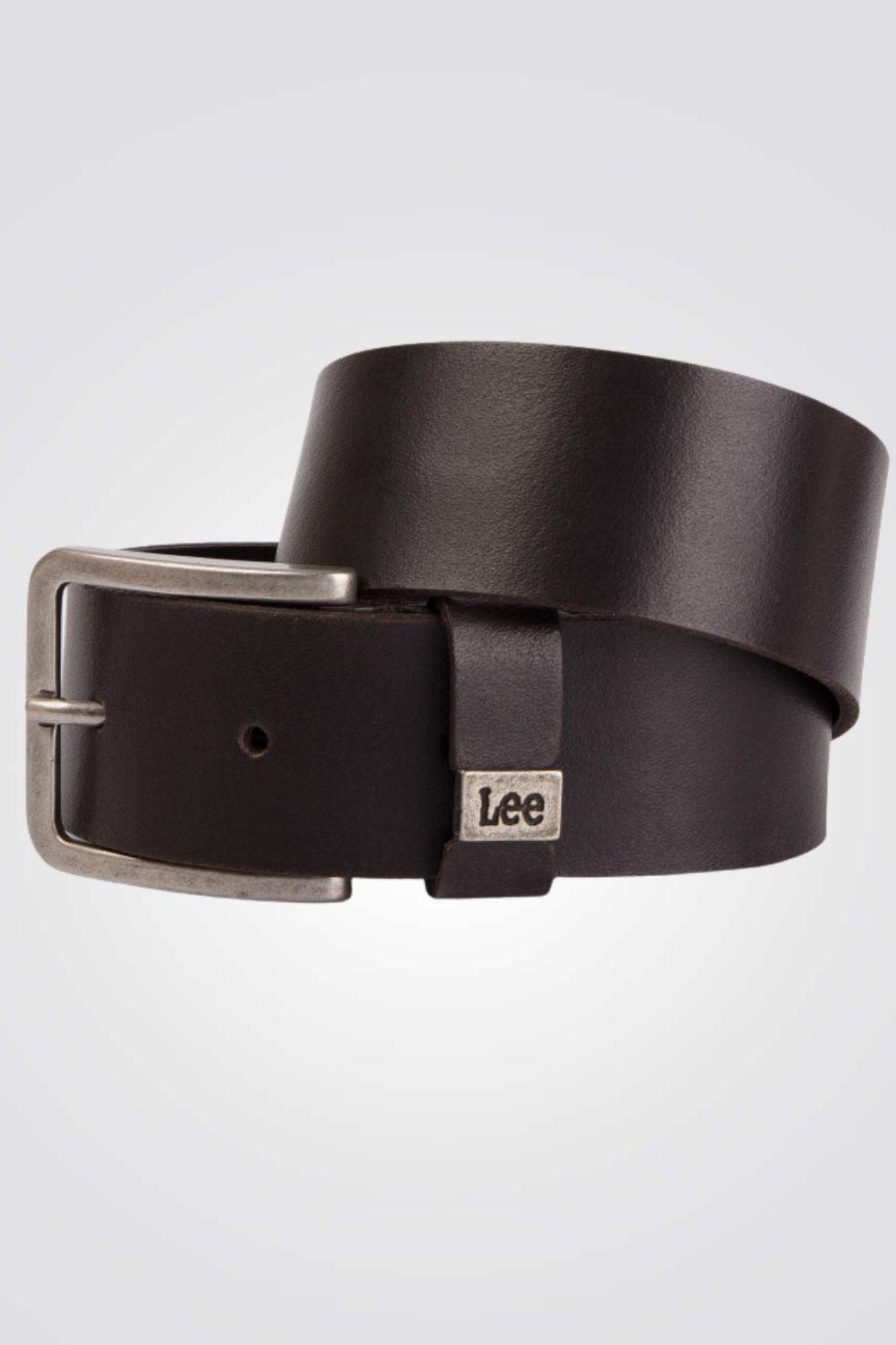 LEE - חגורת DARK BROWN עם לוגו קטן - MASHBIR//365