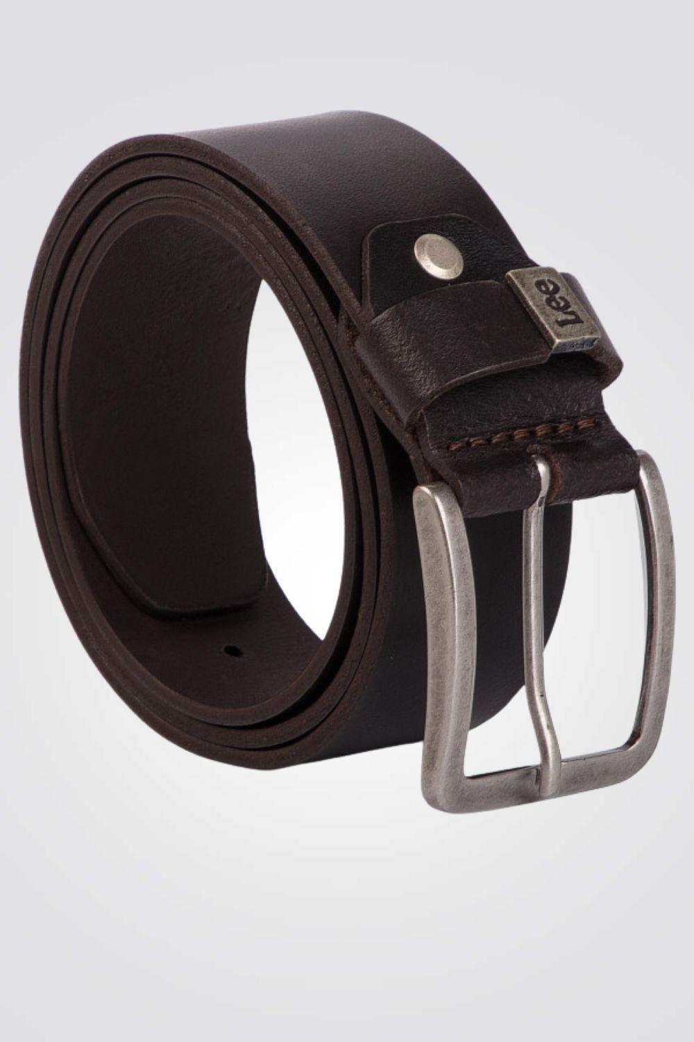 LEE - חגורת DARK BROWN עם לוגו קטן - MASHBIR//365