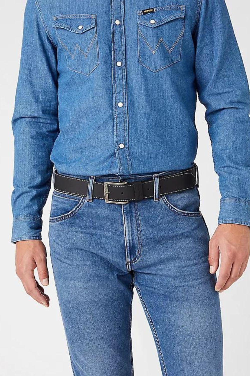 WRANGLER - חגורת עור שחורה - MASHBIR//365