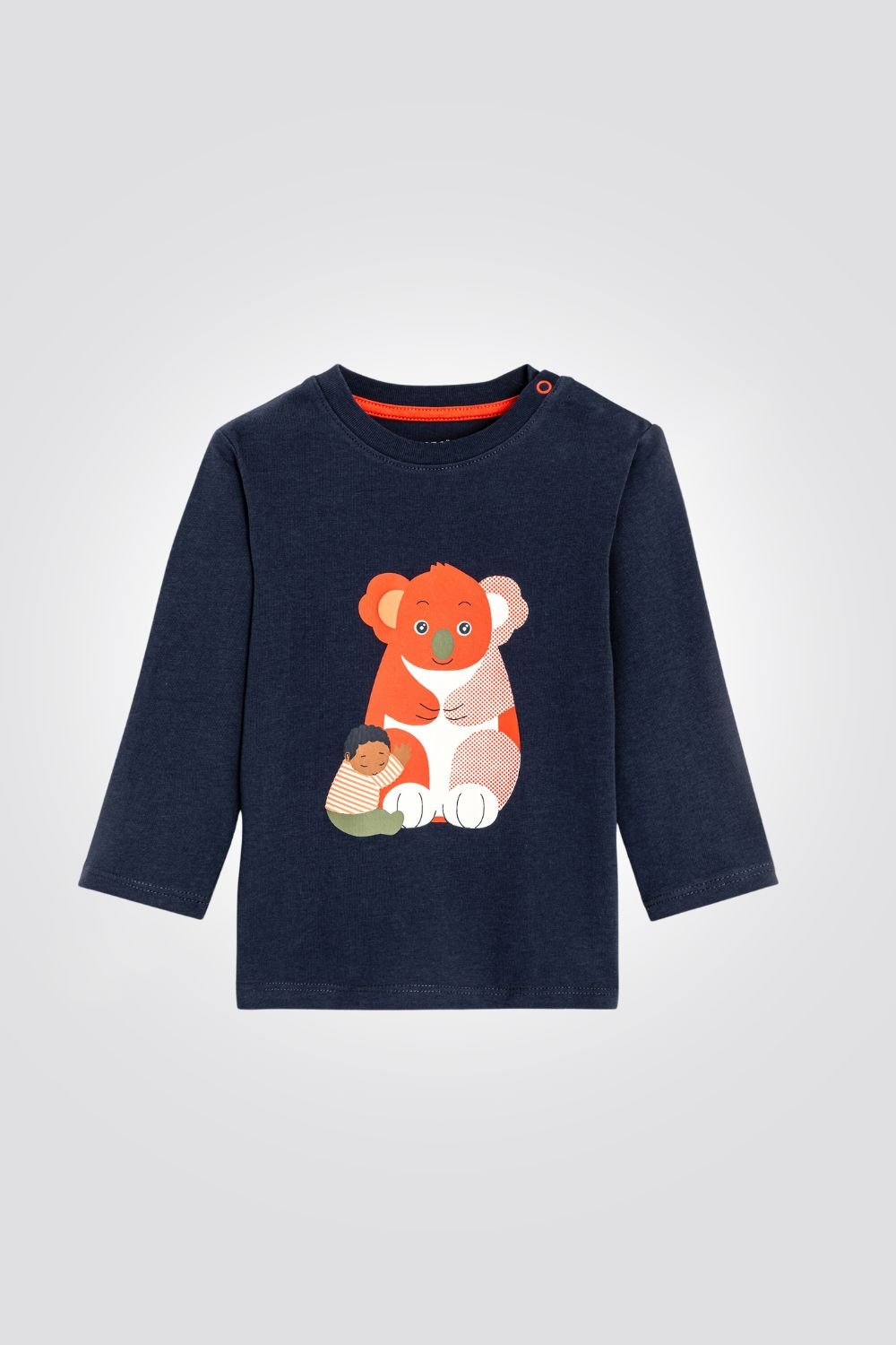 OBAIBI - טי שירט לתינוקות שרוול ארוך הדפס קאולה כתומה על כחול - MASHBIR//365