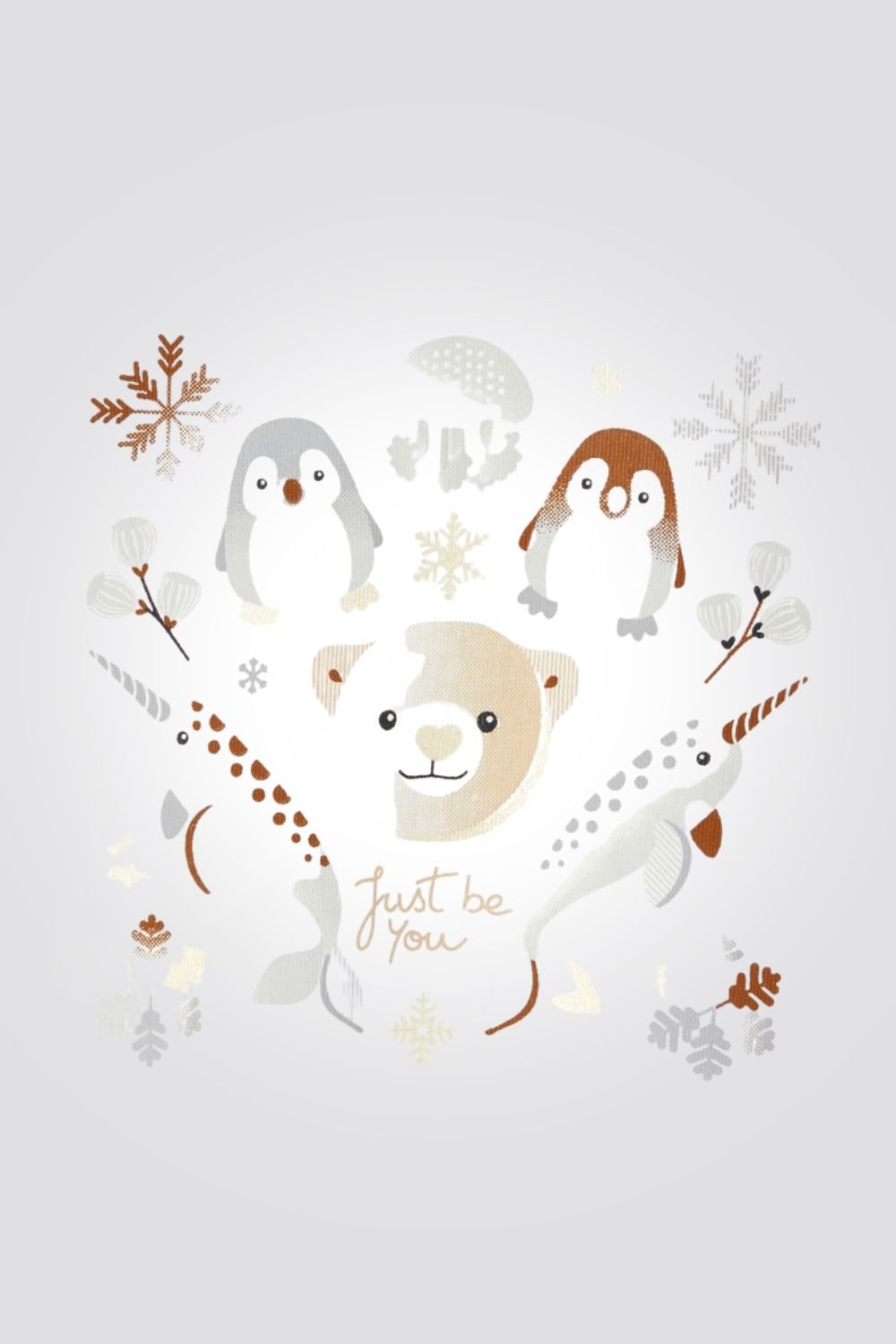 OBAIBI - טי שירט לתינוקות שרוול ארוך תפוח עם הדפס ציפורים בחום - MASHBIR//365