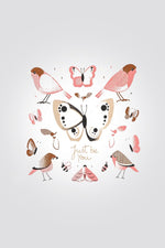 OBAIBI - טי שירט לתינוקות שרוול ארוך תפוח עם הדפס ציפורים בורוד - MASHBIR//365