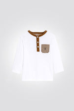 OBAIBI - טי שירט תינוקות שרוול ארוך בצבע לבן עם 3 כפתורים - MASHBIR//365