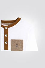 OBAIBI - טי שירט תינוקות שרוול ארוך בצבע לבן עם 3 כפתורים - MASHBIR//365