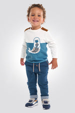 OBAIBI - טי שירט תינוקות שרוול ארוך עם הדפס כלב ים בתכלת - MASHBIR//365