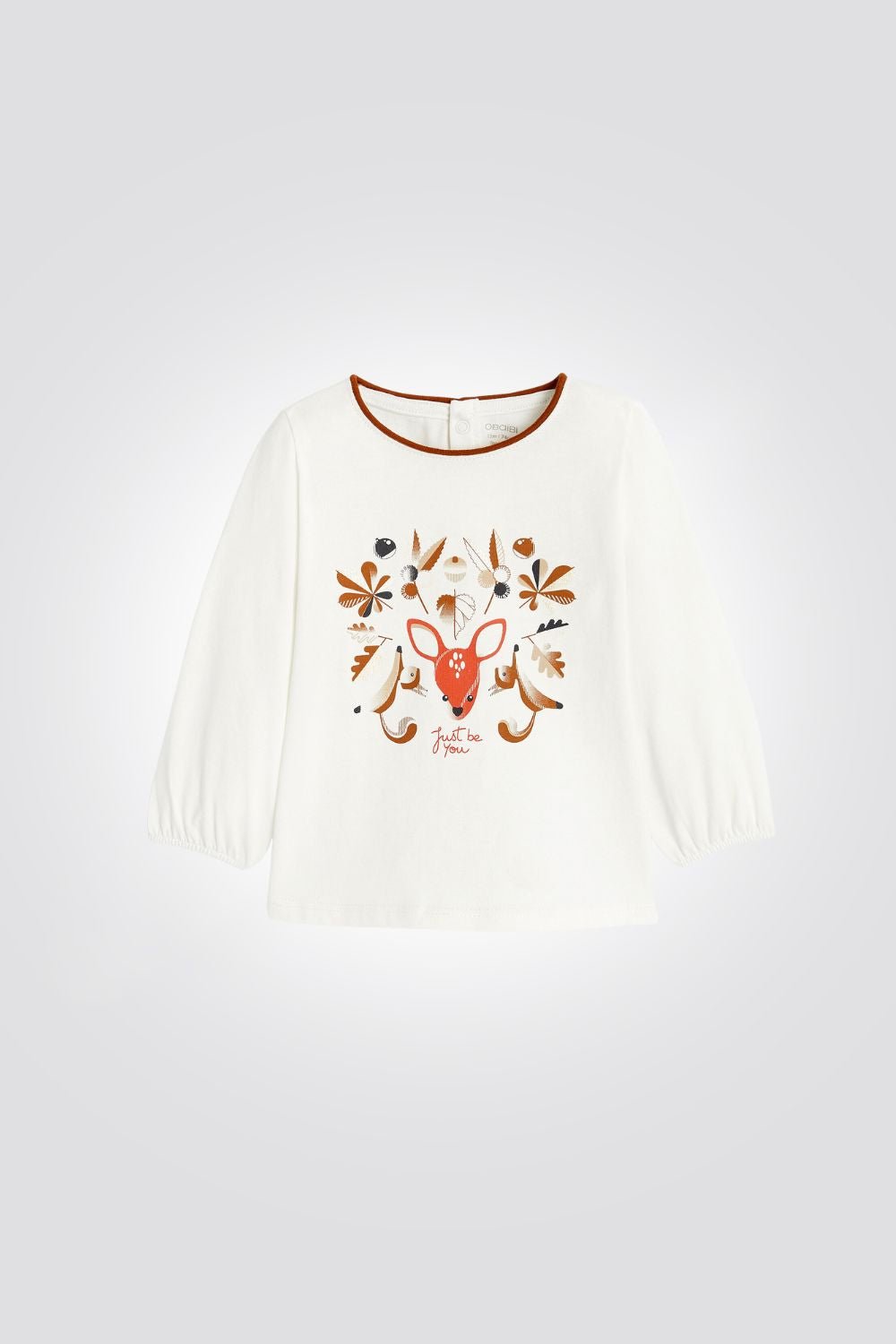 OBAIBI - טי שירט תינוקות שרוול ארוך תפוח הדפס במבי כתום - MASHBIR//365