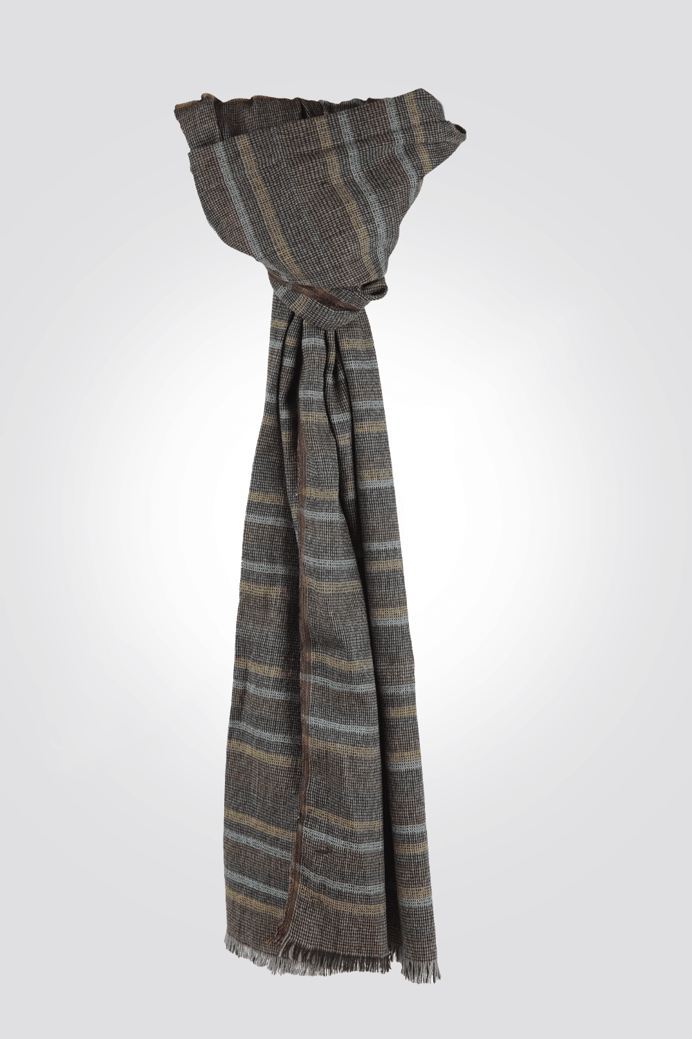 KENNETH COLE - צעיף פסים לגבר בצבע אפור וירוק - MASHBIR//365