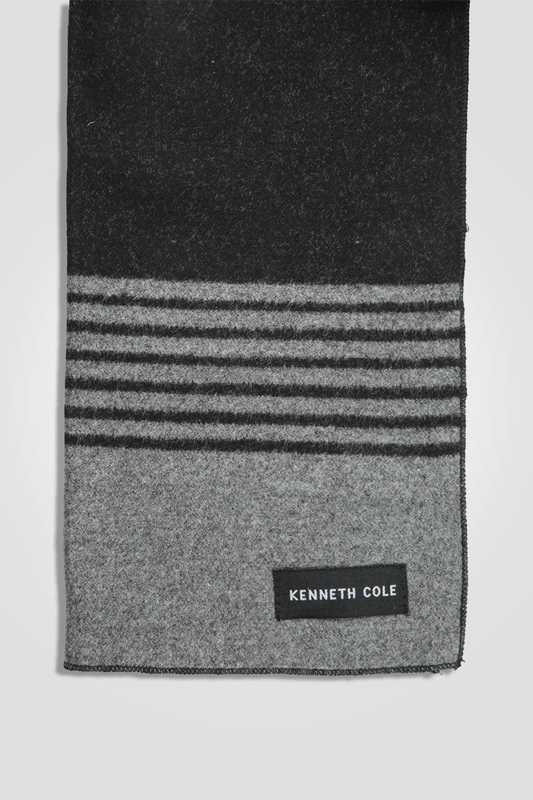 KENNETH COLE - צעיף פסים לגבר בצבע אפור ושחור - MASHBIR//365