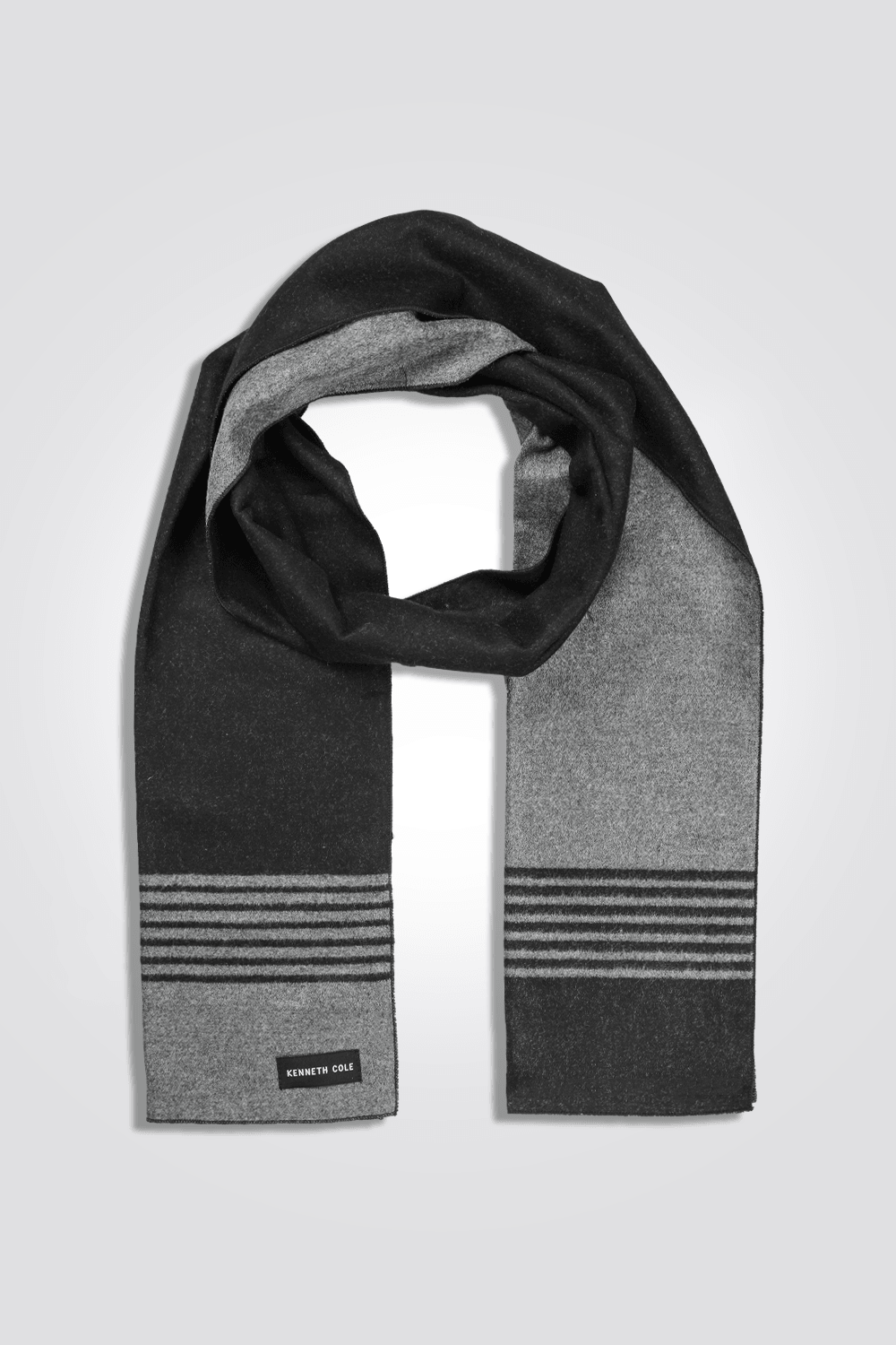 KENNETH COLE - צעיף פסים לגבר בצבע אפור ושחור - MASHBIR//365