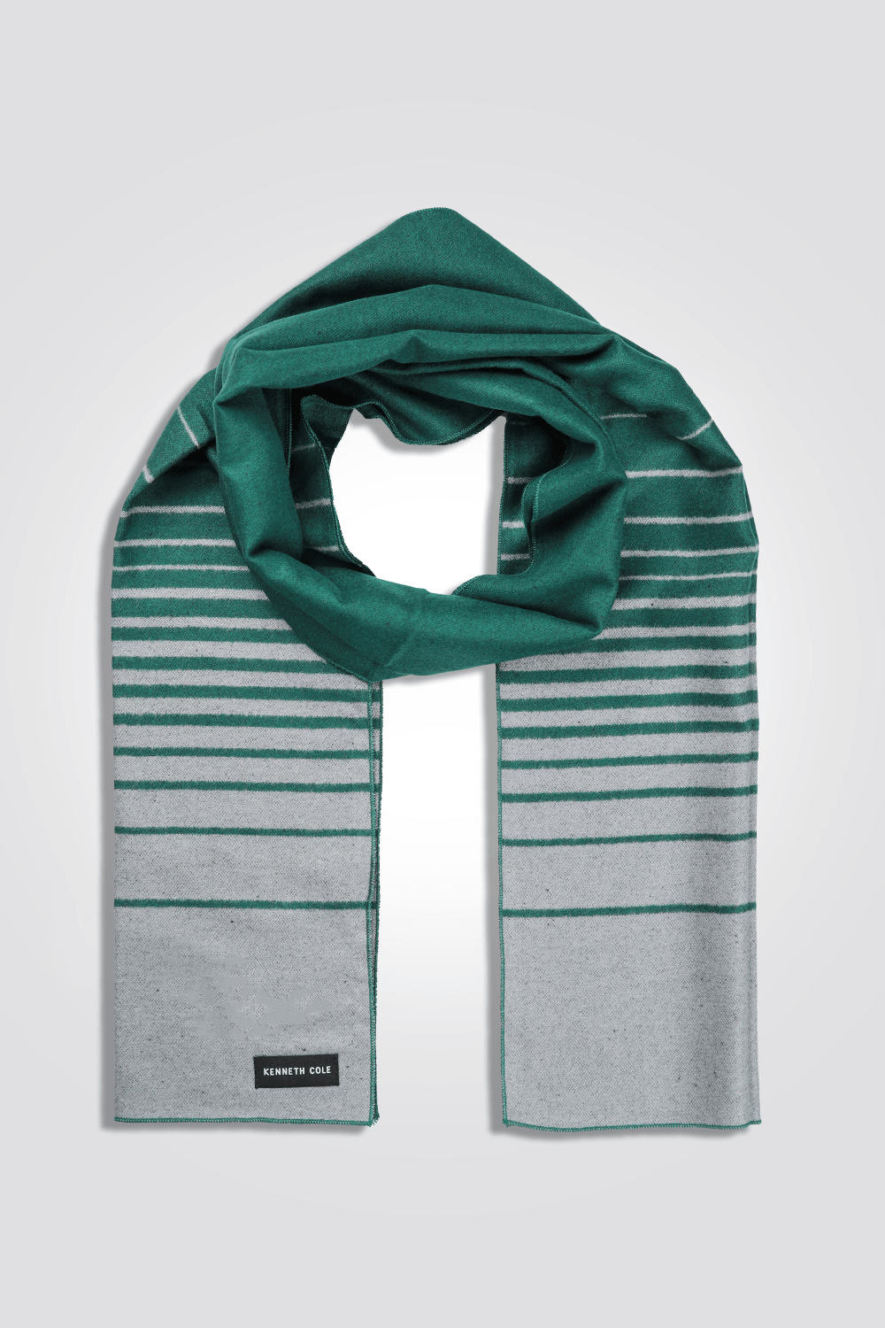 KENNETH COLE - צעיף פסים לגבר בצבע ירוק ואפור - MASHBIR//365
