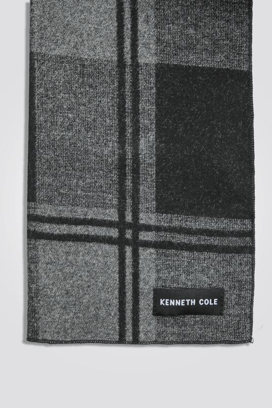 KENNETH COLE - צעיף משובץ בצבע אפור כהה - MASHBIR//365