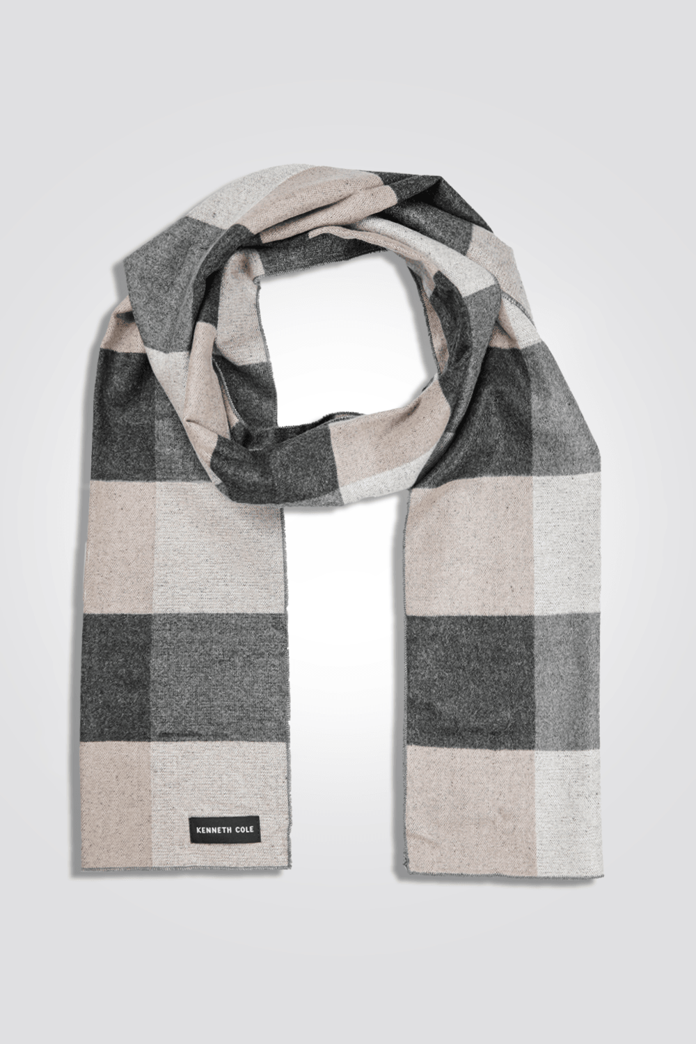 KENNETH COLE - צעיף משובץ לגבר בצבע בז' ואפור - MASHBIR//365