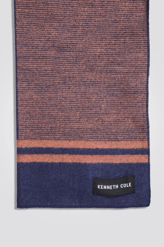 KENNETH COLE - צעיף משובץ לגבר בצבעים ורוד וכחול - MASHBIR//365