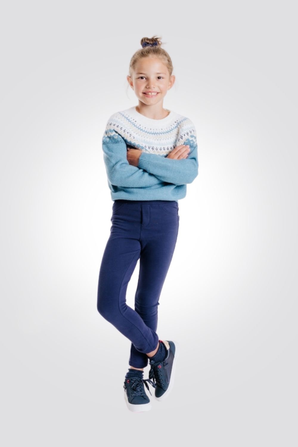 OKAIDI - טייץ ג'רזי לילדות בצבע כחול נייבי - MASHBIR//365