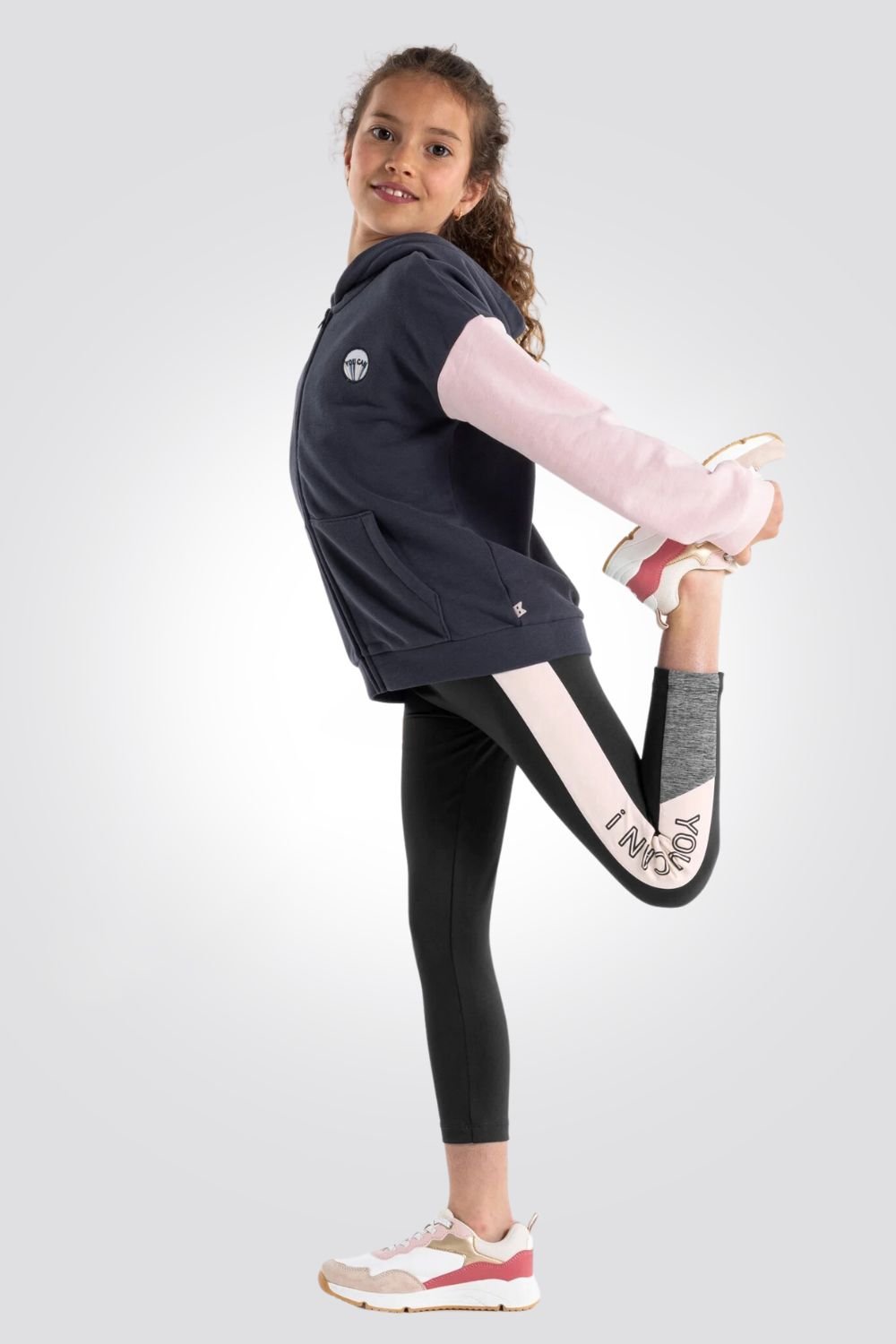 OKAIDI - טייץ ילדות שחור עם פס ורוד בצד - MASHBIR//365