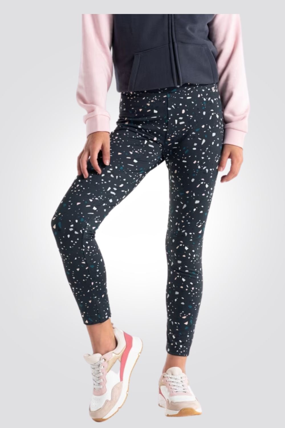 OKAIDI - טייץ לילדות אפור כהה עם השפרצות צבע בלבן וטורקיז - MASHBIR//365