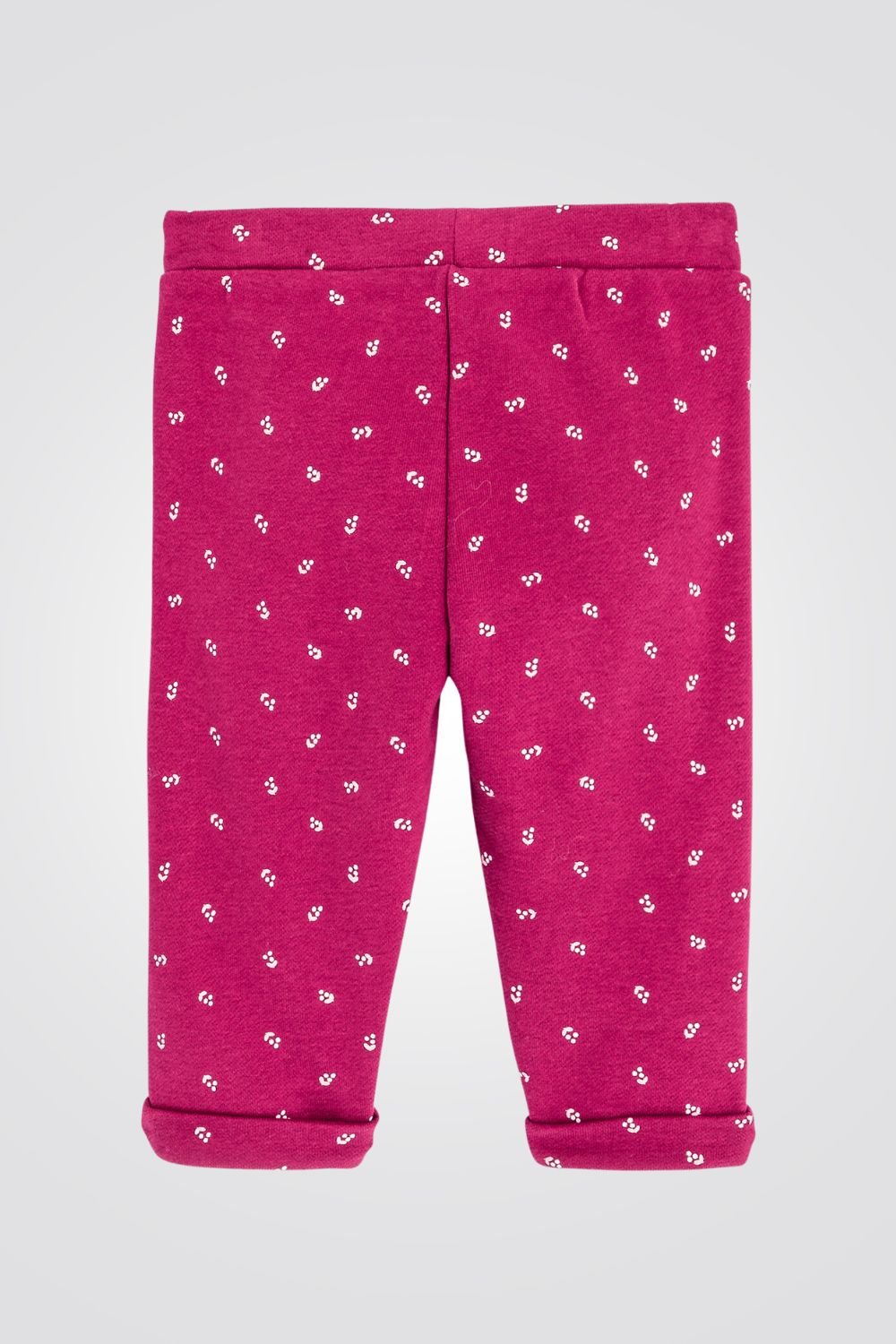 OBAIBI - טייץ תינוקות ורודים עם קפלים מקדימה בורוד כהה עם הדפס פרחים לבנים - MASHBIR//365