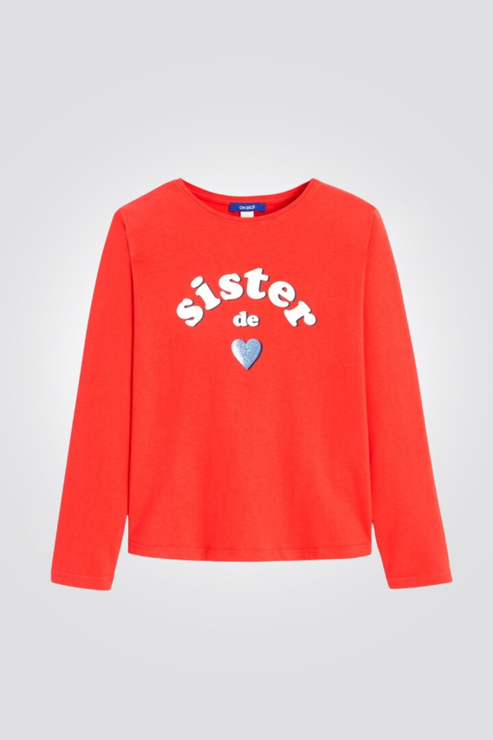OKAIDI - טישירט אדומה עם שרוולים ארוכים והדפס SISTER - MASHBIR//365