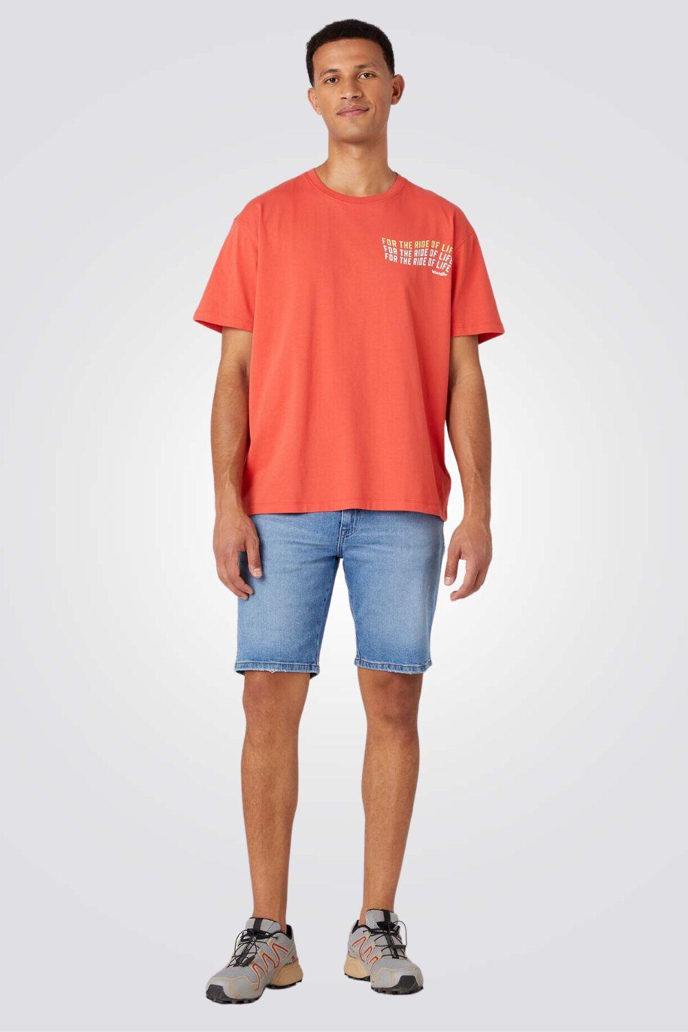 WRANGLER - טישירט אפרסק עם הדפס לוגו בחזית - MASHBIR//365