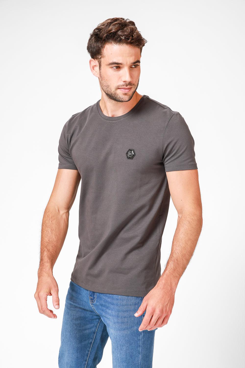 EMPORIO VALENTINI - טישירט אפורה קצרה עם לוגו - MASHBIR//365