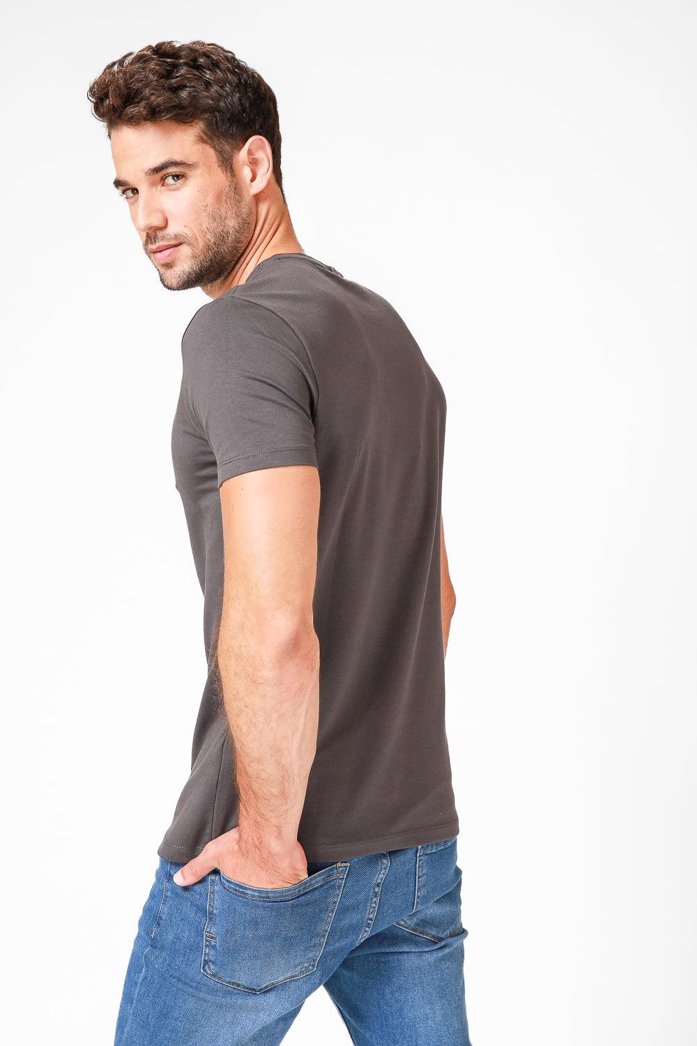 EMPORIO VALENTINI - טישירט אפורה קצרה עם לוגו - MASHBIR//365