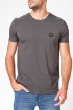 EMPORIO VALENTINI - טישירט אפורה קצרה עם לוגו - MASHBIR//365