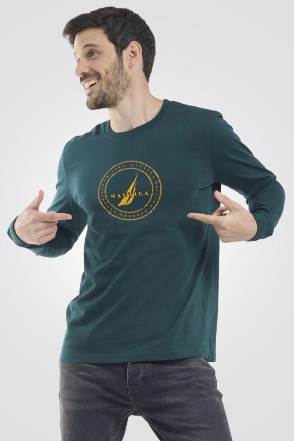 NAUTICA - טישירט ארוכה בצבע ירוק - MASHBIR//365