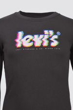 LEVI'S - טישירט ארוכה GLITCHED LOGO בצבע שחור - MASHBIR//365
