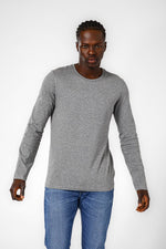 DELTA - טישירט ארוכה קלאסית צווארון עגול בצבע אפור - MASHBIR//365