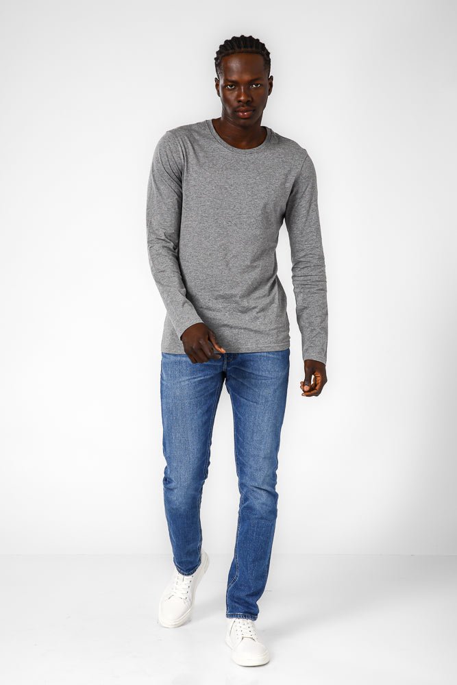 DELTA - טישירט ארוכה קלאסית צווארון עגול בצבע אפור - MASHBIR//365