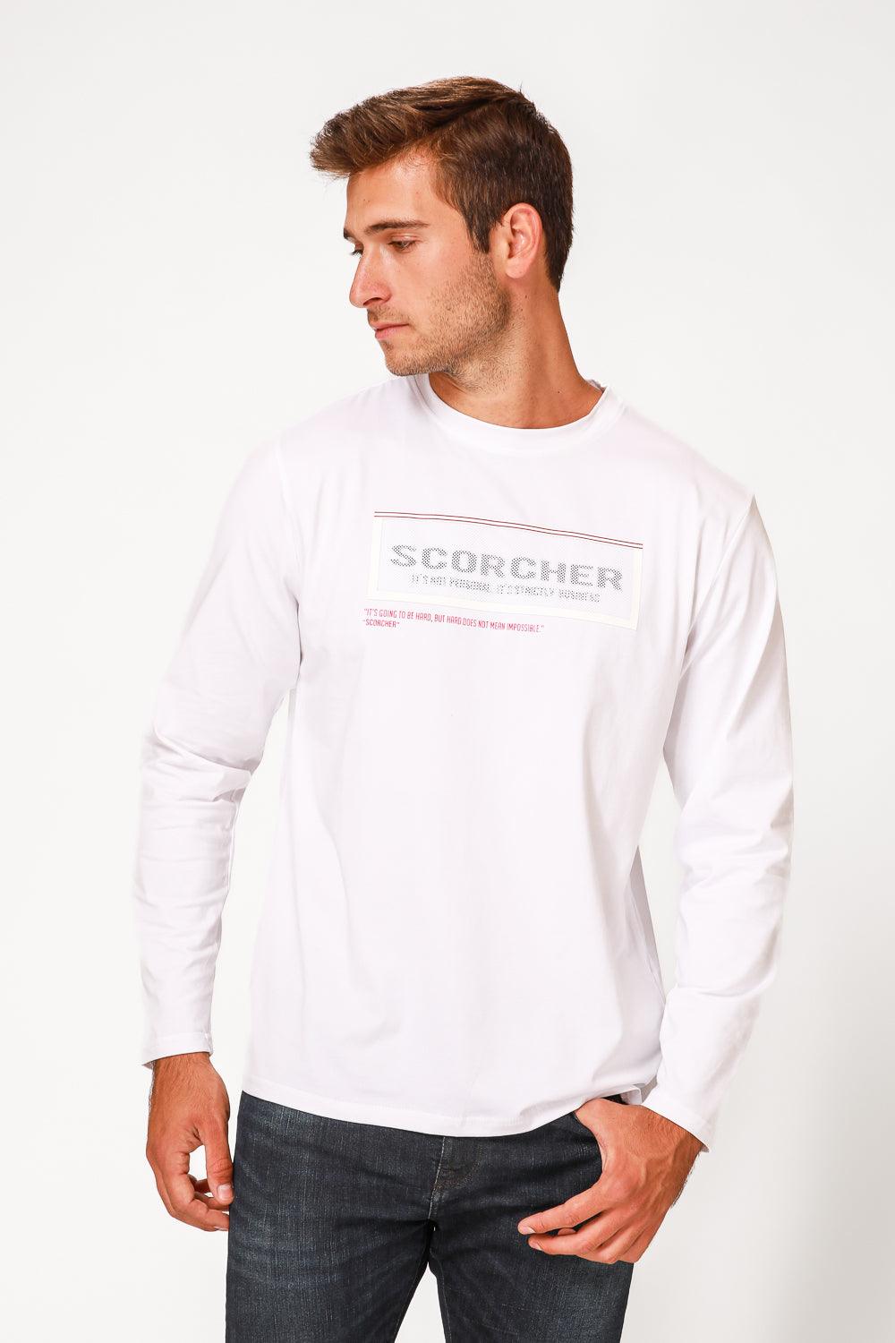 SCORCHER - טישירט ארוכה לגבר בצבע לבן - MASHBIR//365
