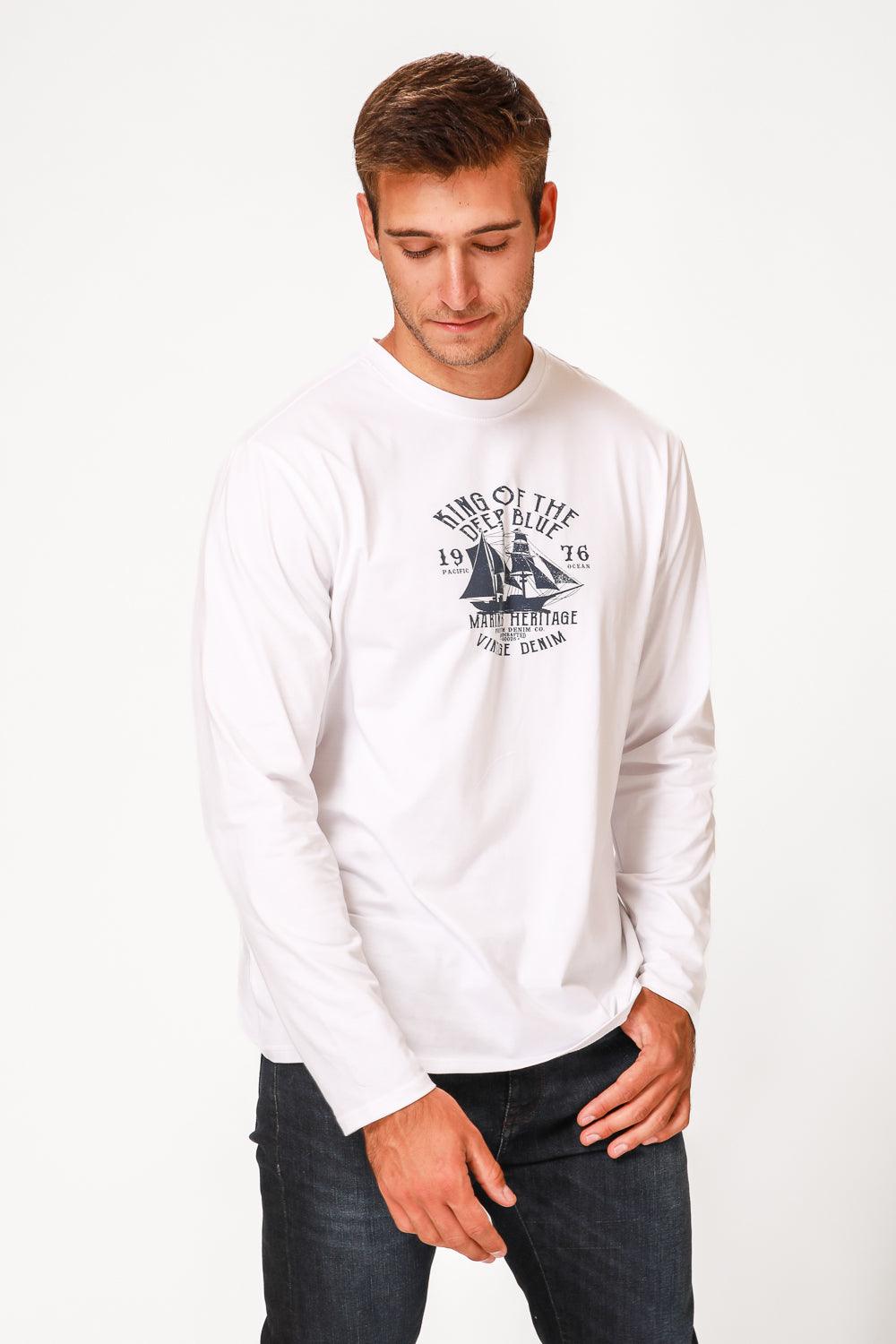 SCORCHER - טישירט ארוכה לגבר בצבע לבן - MASHBIR//365