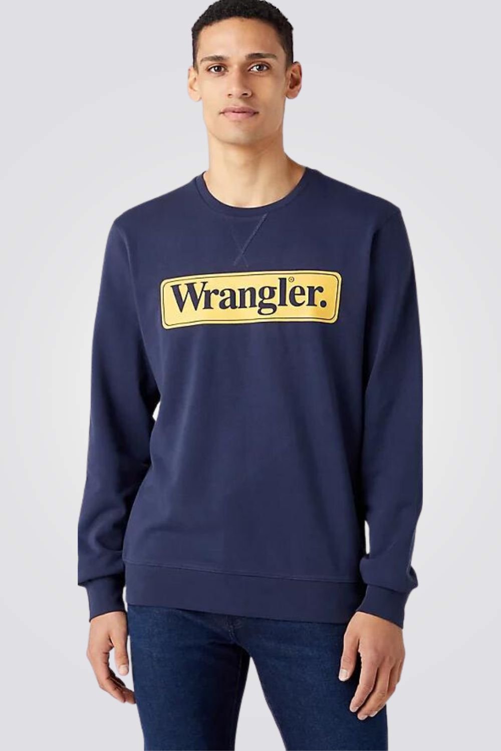 WRANGLER - טישירט ארוכה לגברים SEASONAL CREW בצבע נייבי ואפור - MASHBIR//365