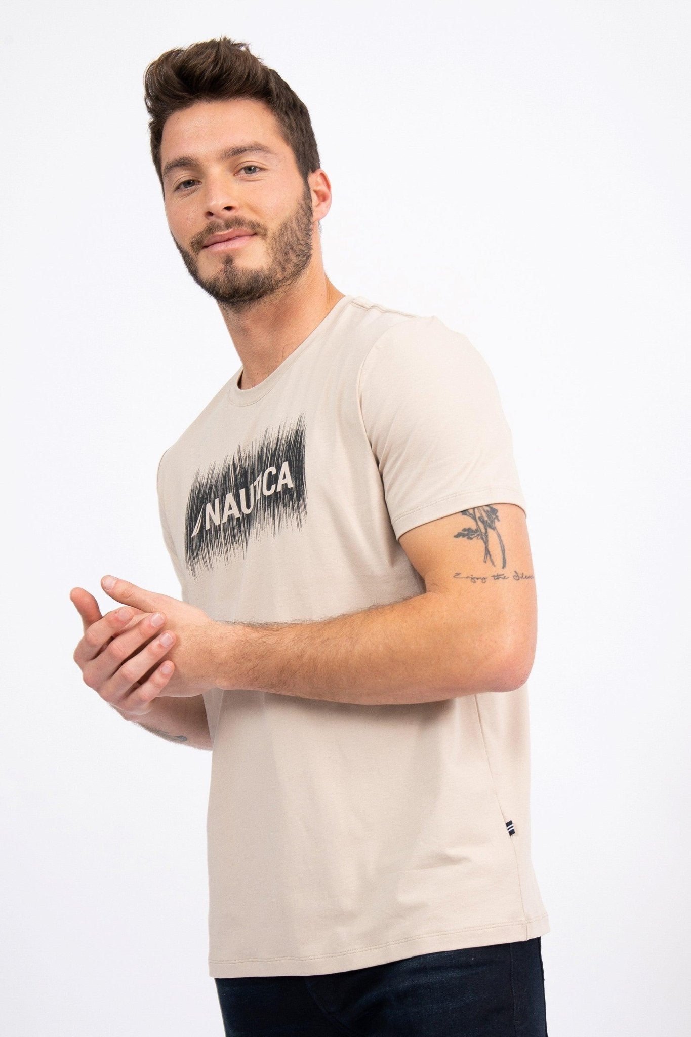 NAUTICA - טישירט צבע בז' עם כיתוב - MASHBIR//365