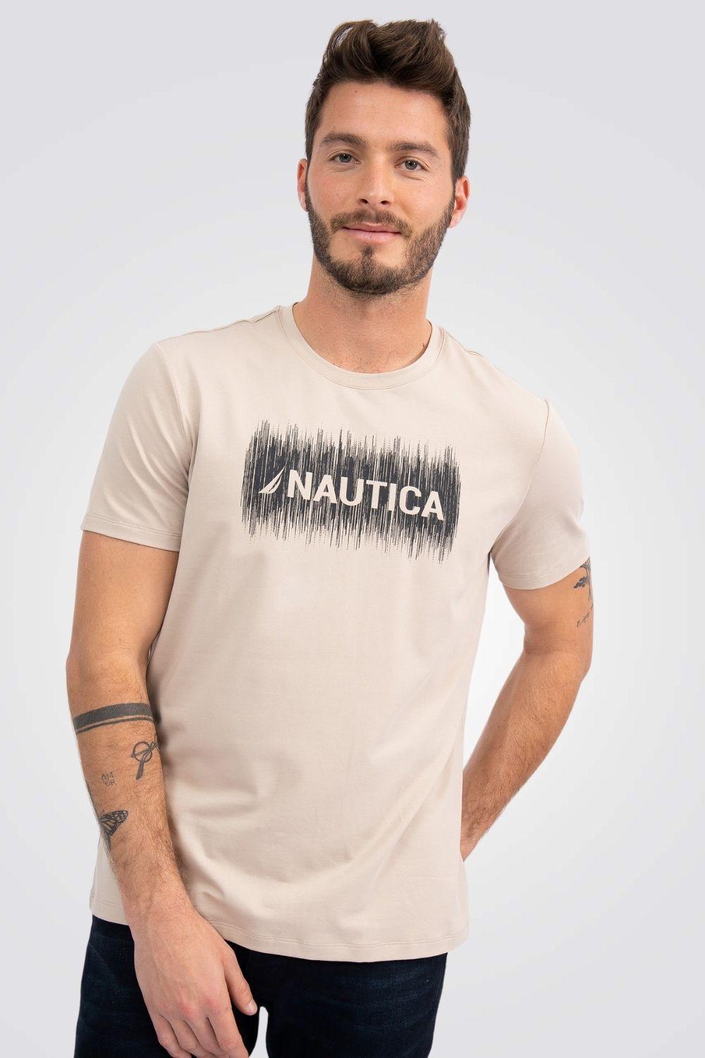 NAUTICA - טישירט צבע בז' עם כיתוב - MASHBIR//365