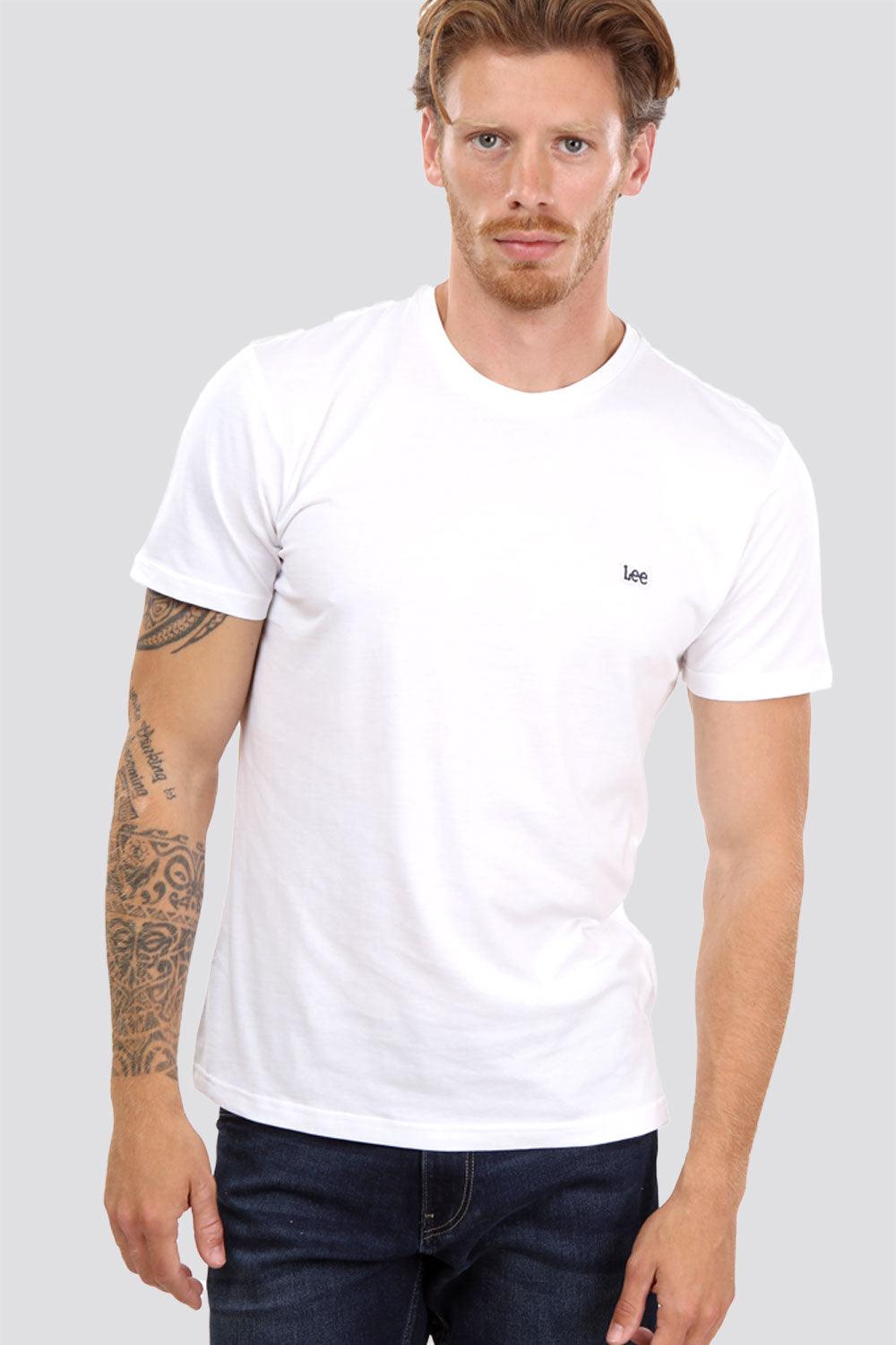 LEE - טישירט בצבע לבן לוגו רקום - MASHBIR//365