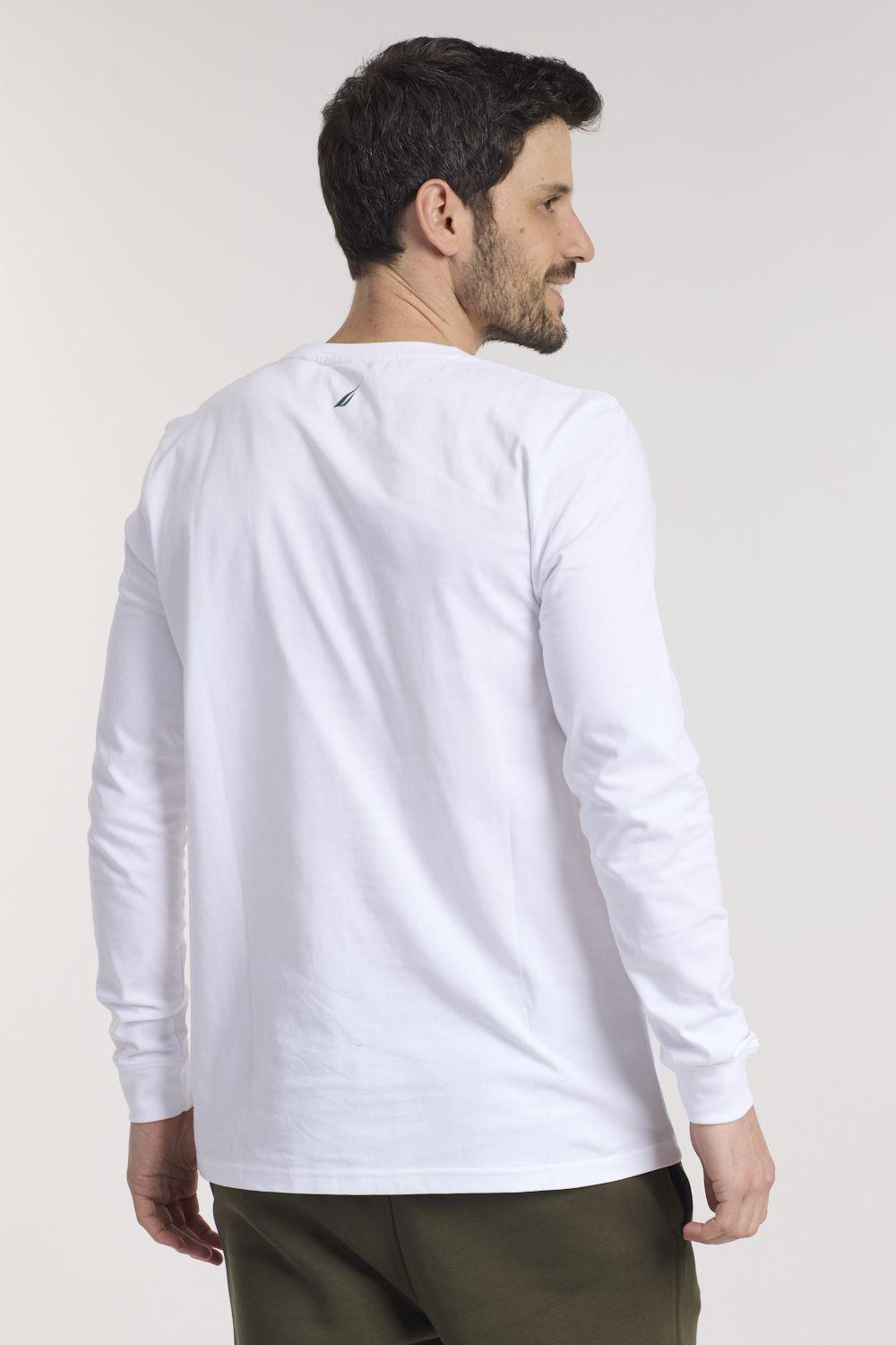 NAUTICA - טישירט בצבע לבן עם כיתוב לוגו - MASHBIR//365