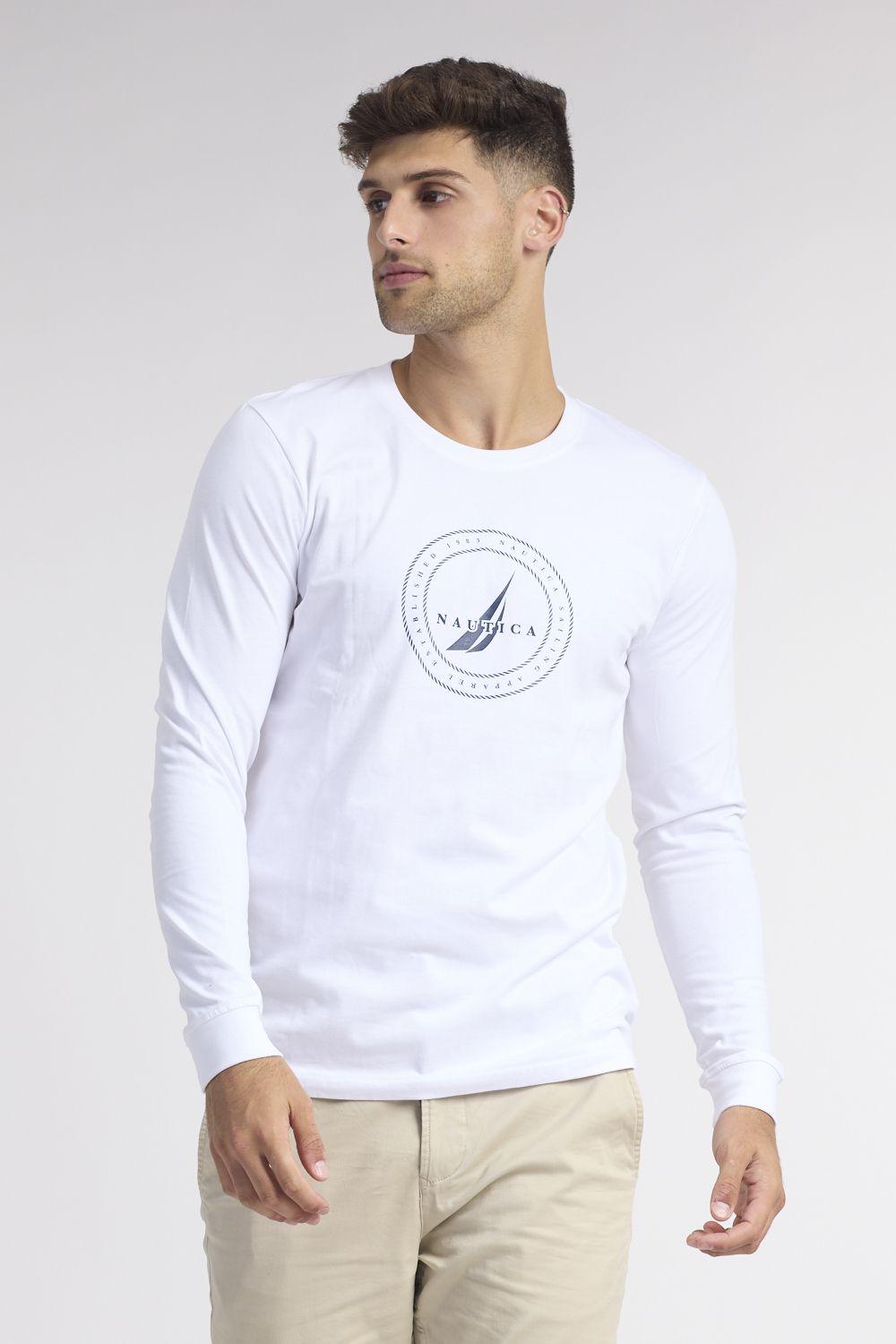 NAUTICA - טישירט בצבע לבן עם לוגו - MASHBIR//365