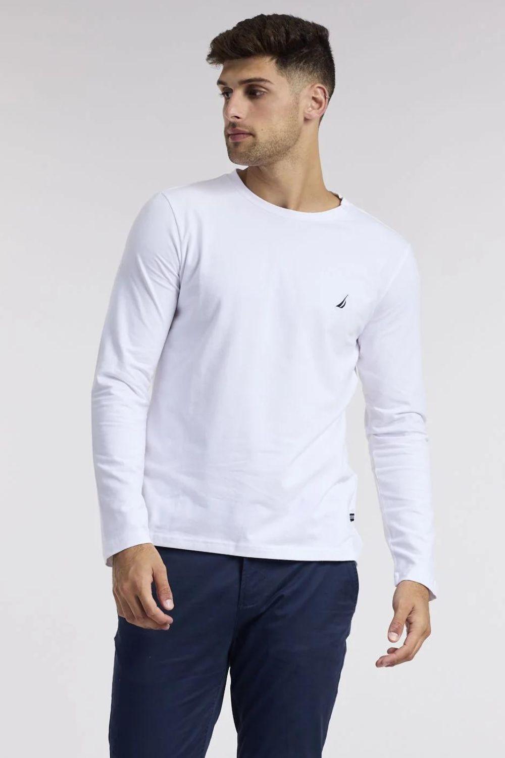 NAUTICA - טישירט בצבע לבן עם רקמת לוגו - MASHBIR//365