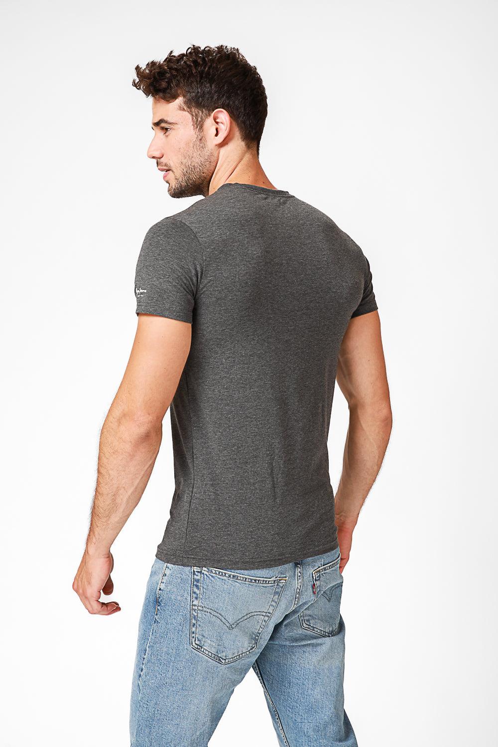 PEPE JEANS - טישירט בייסיק אפורה צווארון V - MASHBIR//365