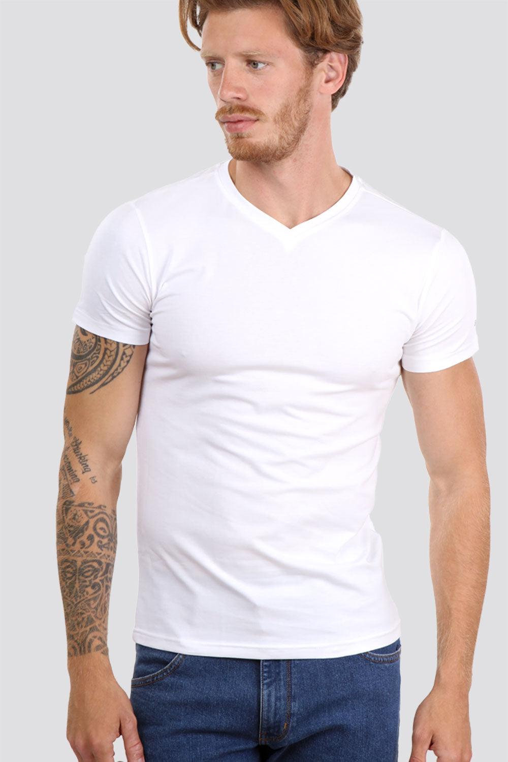 PEPE JEANS - טישירט בייסיק לבנה צווארון V - MASHBIR//365